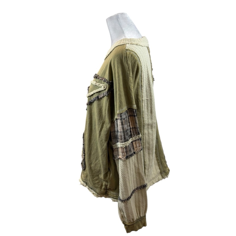 Ladies Oli & Hali Washed Star Patchwork Top Green‎ and Beige Size Small - Picture 7 of 12
